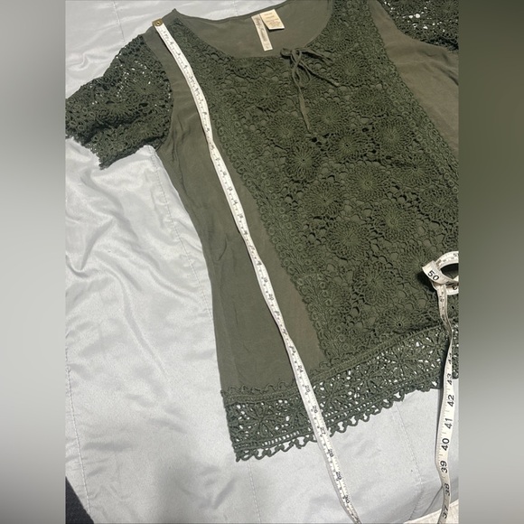 Simply Irresistible Womens Large Crocheted Overlay Green Lace Blouse St Patricks - Picture 8 of 8